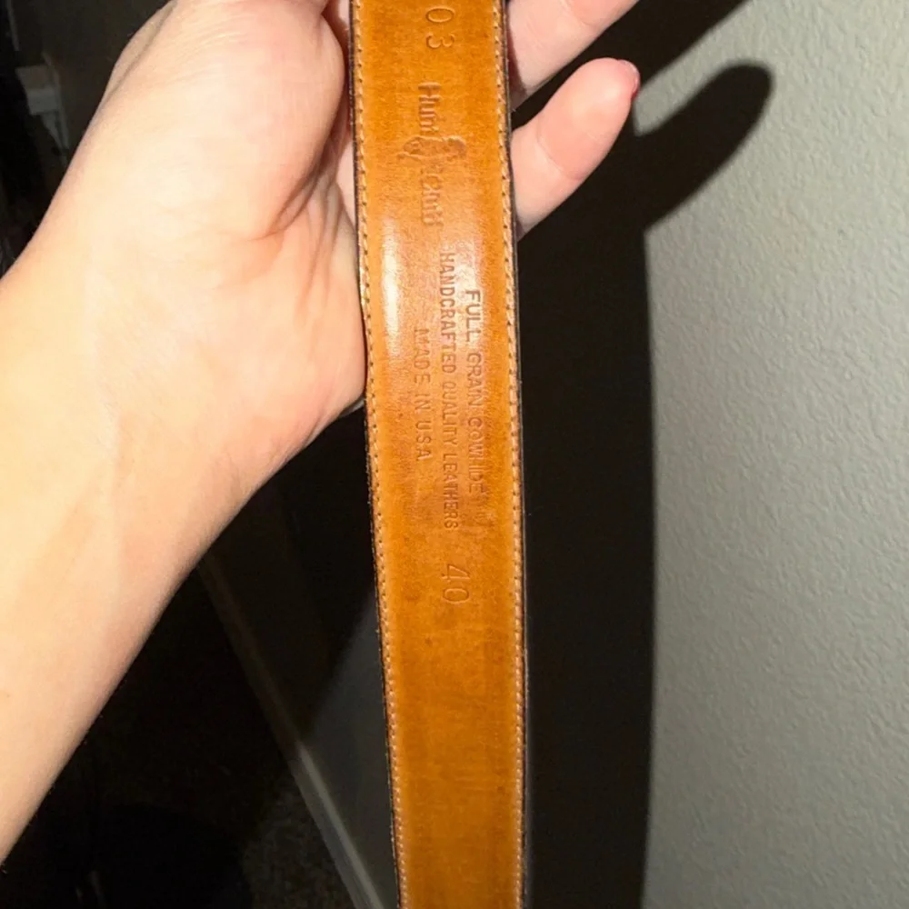 Hunts Club Brown Leather Belt Made in USA Size 40